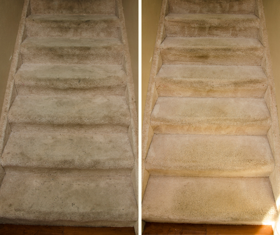 before and after carpet cleaning stairs in Merced CA