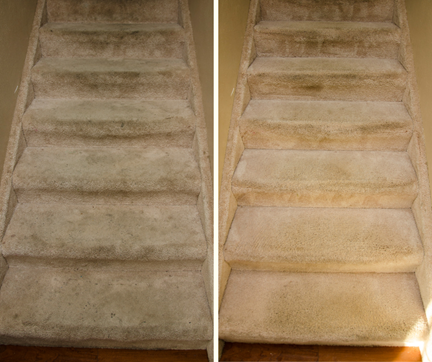 before and after carpet cleaning stairs in Merced CA