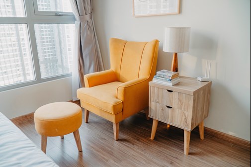 yellow furniture with lifted legs in Merced CA